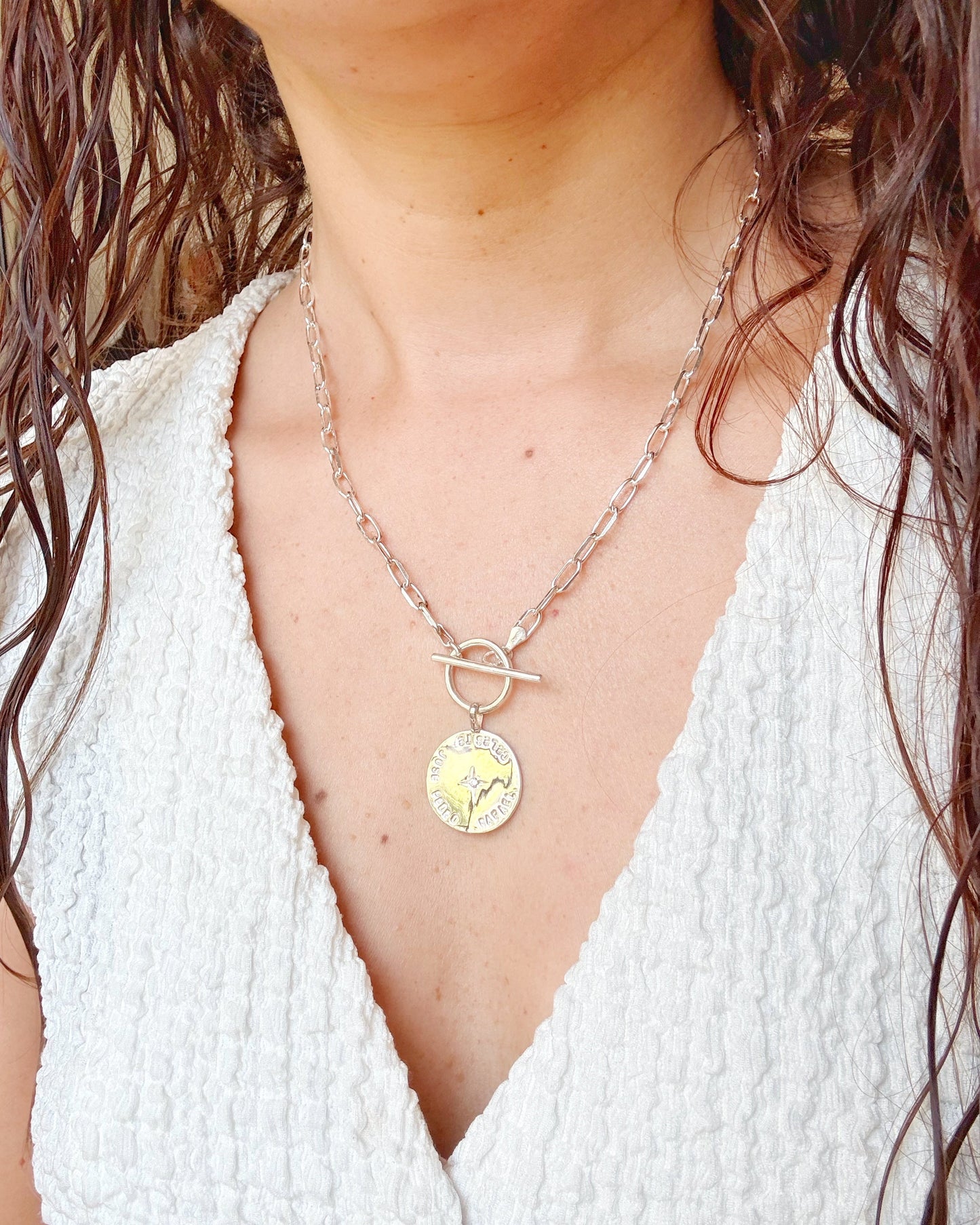 Collar Eslabones de Plata con Medalla Personalizable Estrella