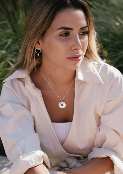 Aros De Plata Con Argolla y Colgante Con Piedra - Lola