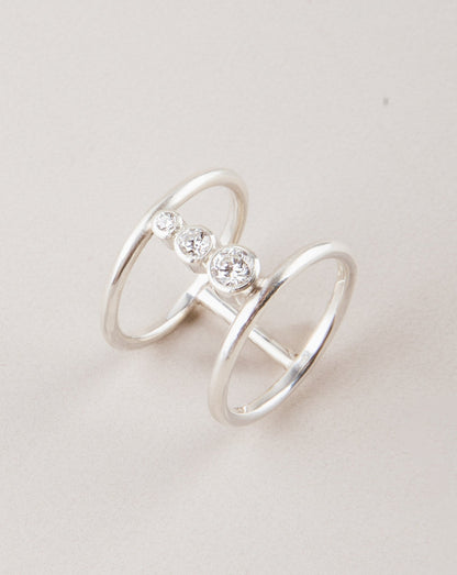 Anillo De Plata Doble Con Tres Circones Selena