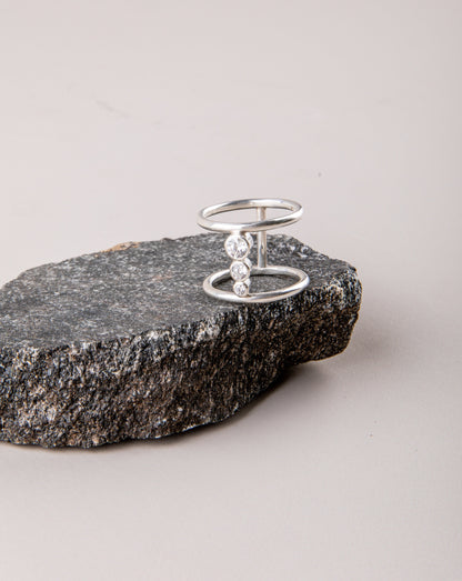 Anillo De Plata Doble Con Tres Circones Selena