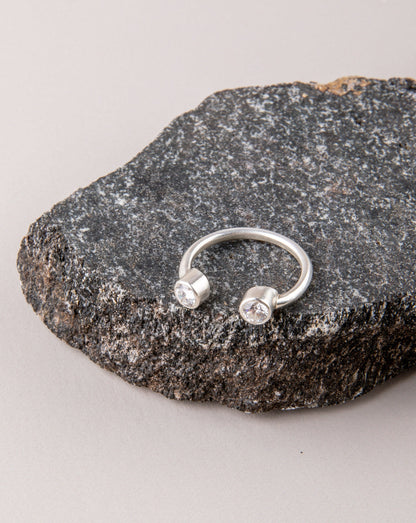 Anillo de Plata Abierto Con Dos Circones - Gemelos