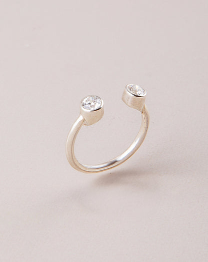Anillo de Plata Abierto Con Dos Circones - Gemelos