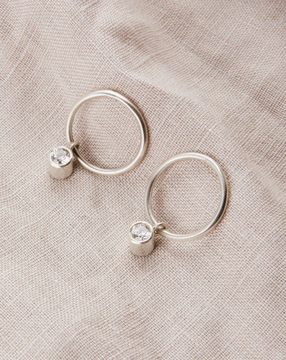 Aros De Plata Con Argolla y Colgante Con Piedra - Lola