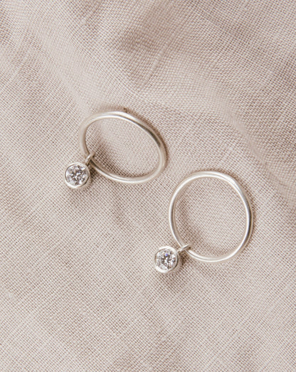 Aros De Plata Con Argolla y Colgante Con Piedra - Lola