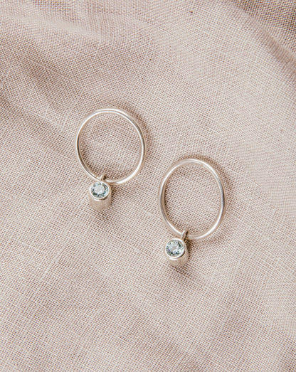 Aros De Plata Con Argolla y Colgante Con Piedra - Lola