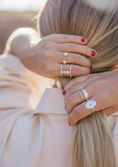 Anillo de Plata Abierto Con Dos Circones - Gemelos