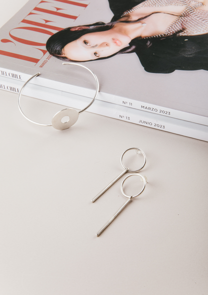 Aros De Plata Con Argolla Y Colgante Alargado - Nina