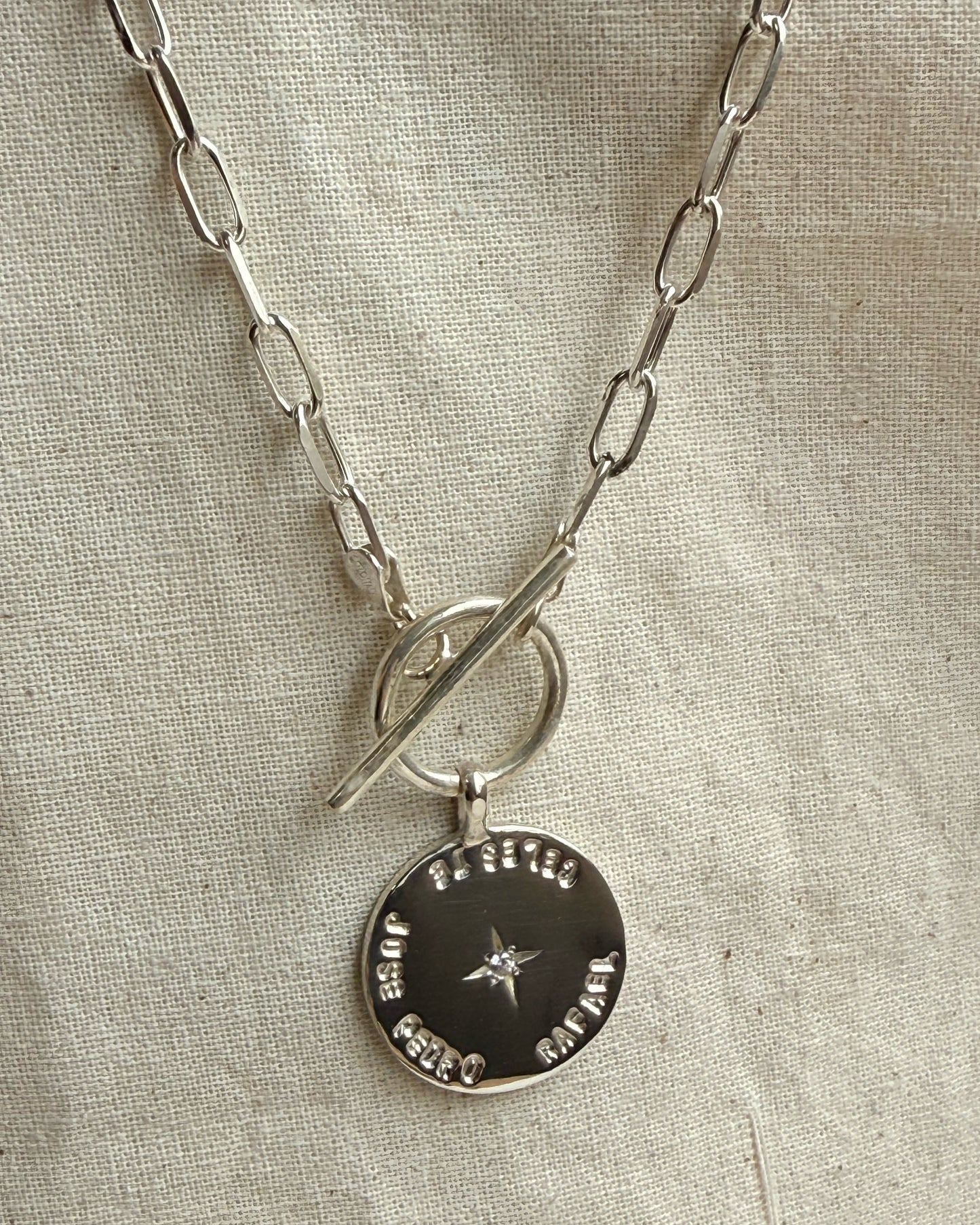 Collar Eslabones de Plata con Medalla Personalizable Estrella