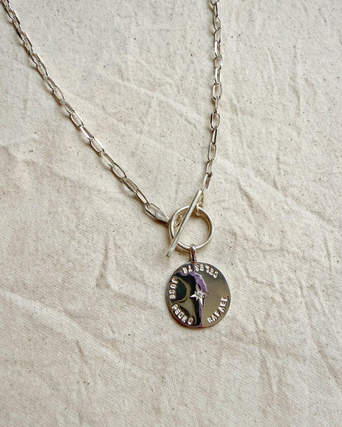 Collar Eslabones de Plata con Medalla Personalizable Estrella