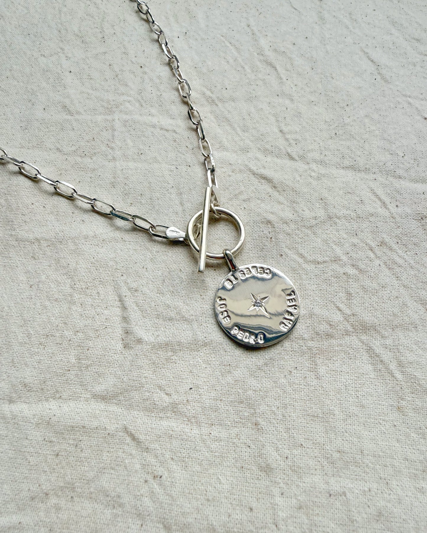 Collar Eslabones de Plata con Medalla Personalizable Estrella