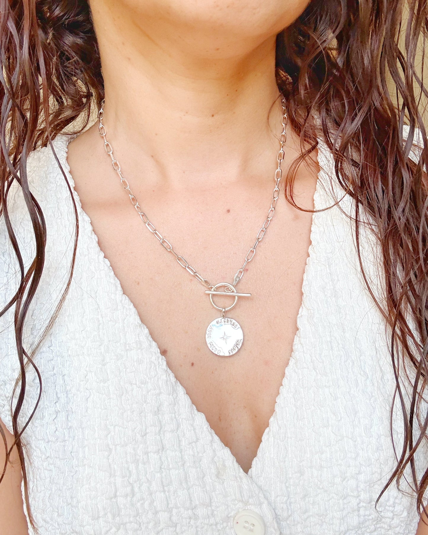 Collar Eslabones de Plata con Medalla Personalizable Estrella