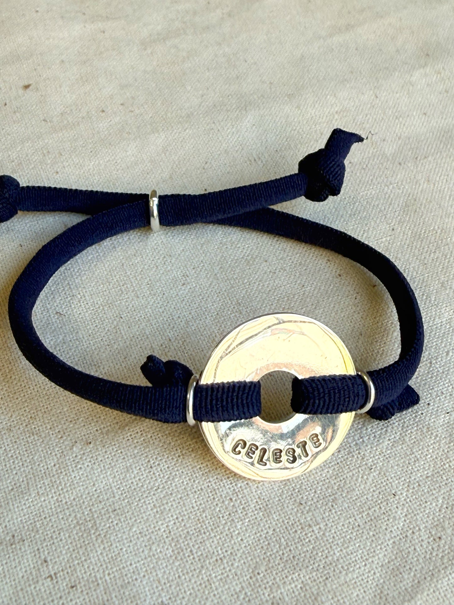 Pulsera personalizada elasticada de plata