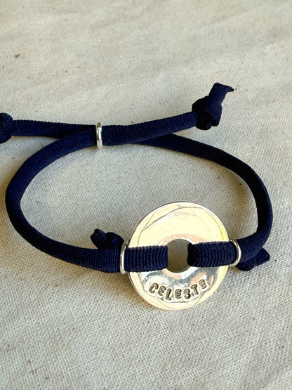 Pulsera personalizada elasticada de plata