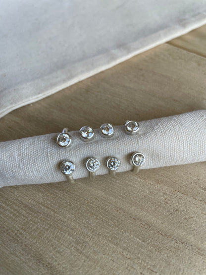 Anillo de Plata Abierto Con Dos Circones - Gemelos