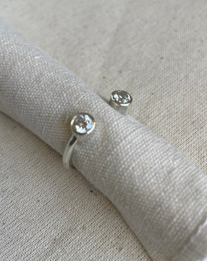 Anillo de Plata Abierto Con Dos Circones - Gemelos