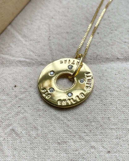 Collar De Plata Enchapado en Oro Personalizable y Circón - Leonor