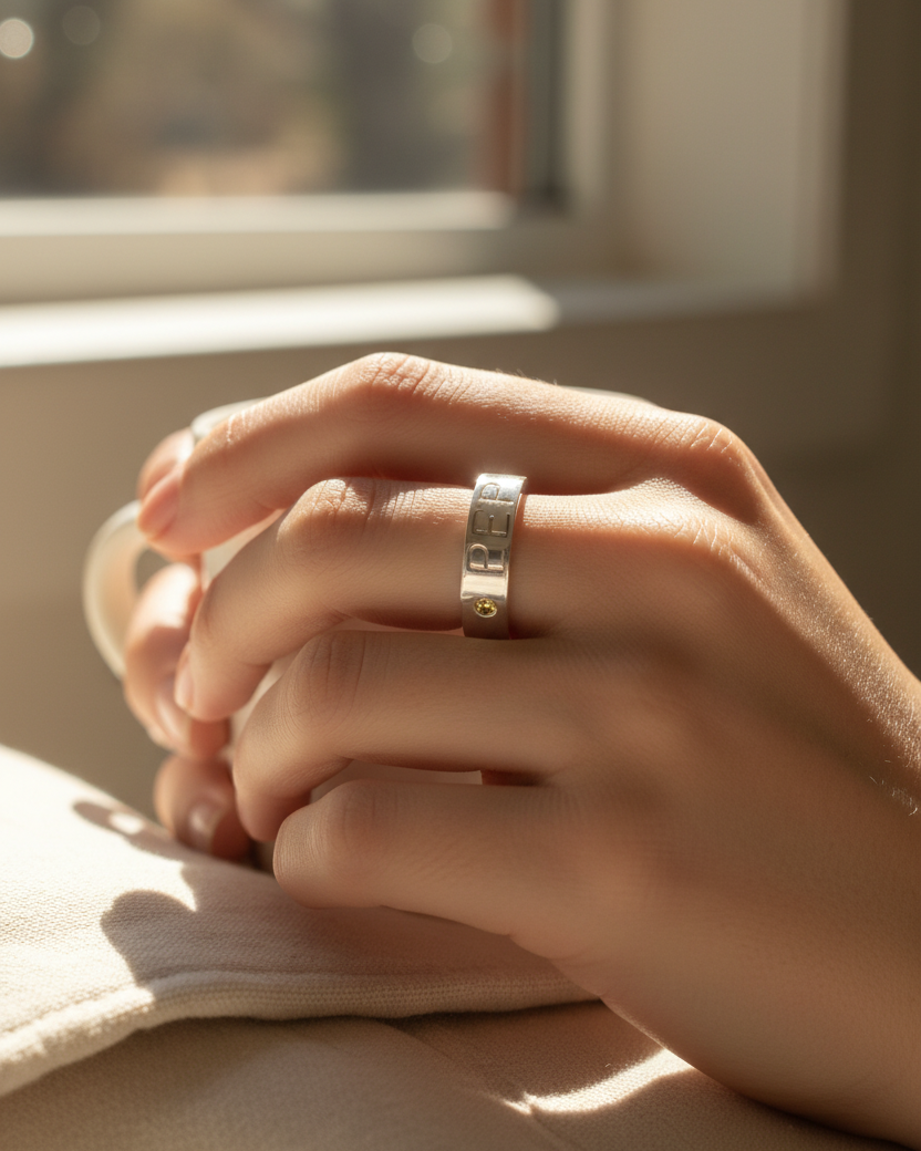 Anillo PEPA en mano de mujer
